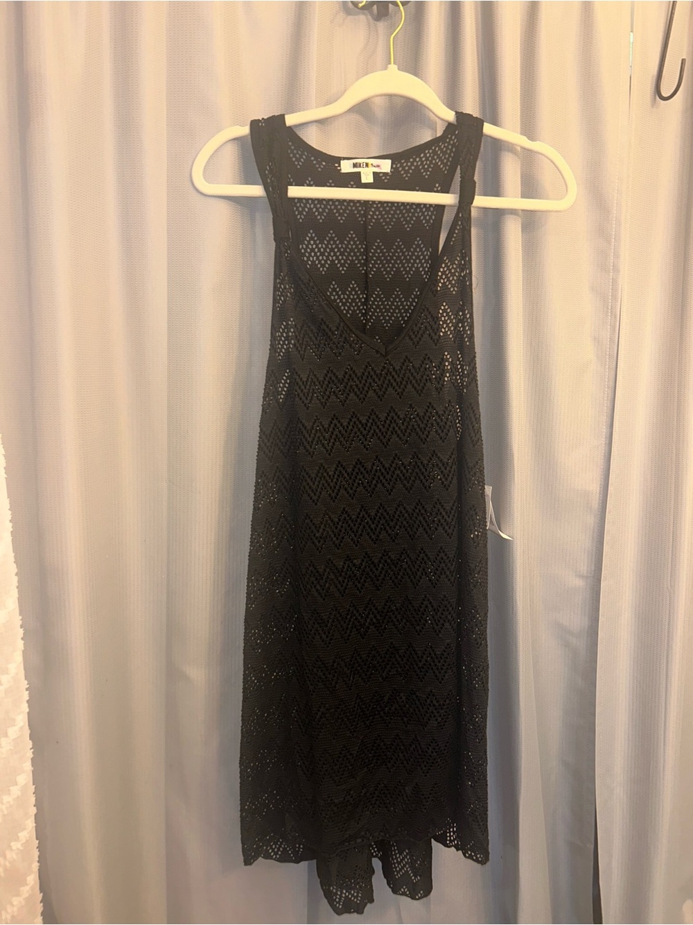 MIKEN black sleeveless CROCHET SWIM COVER UP NWT XL